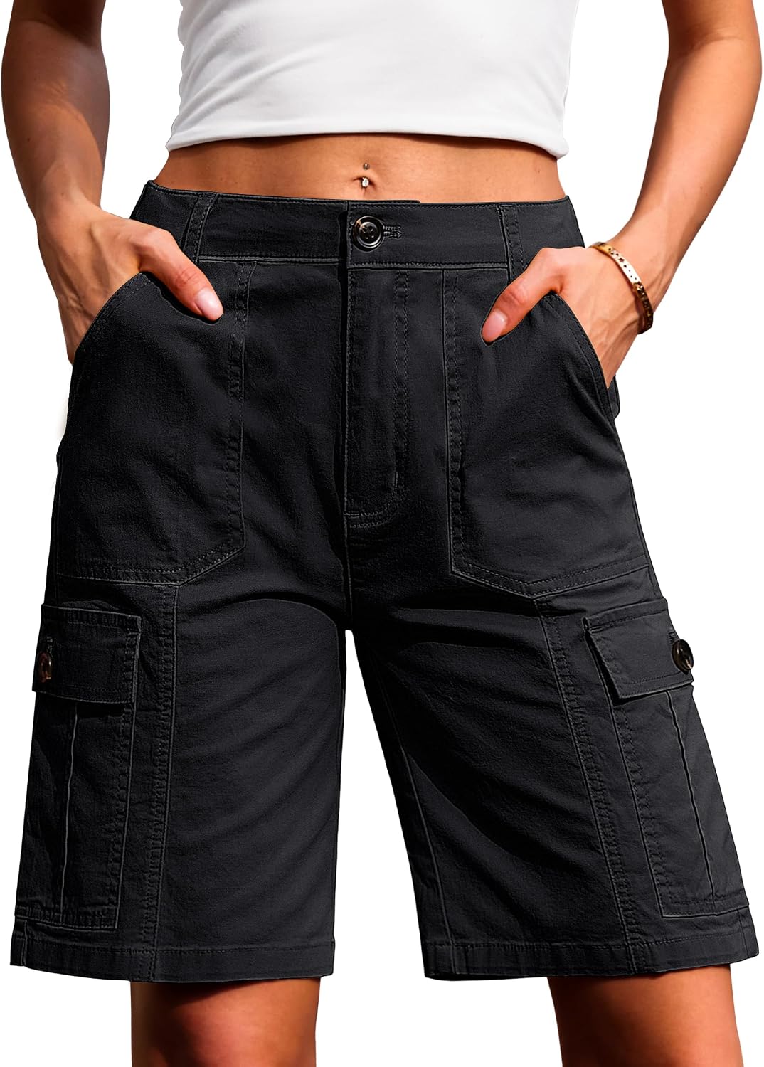 Eddoyee Women's Bermuda Cargo Shorts