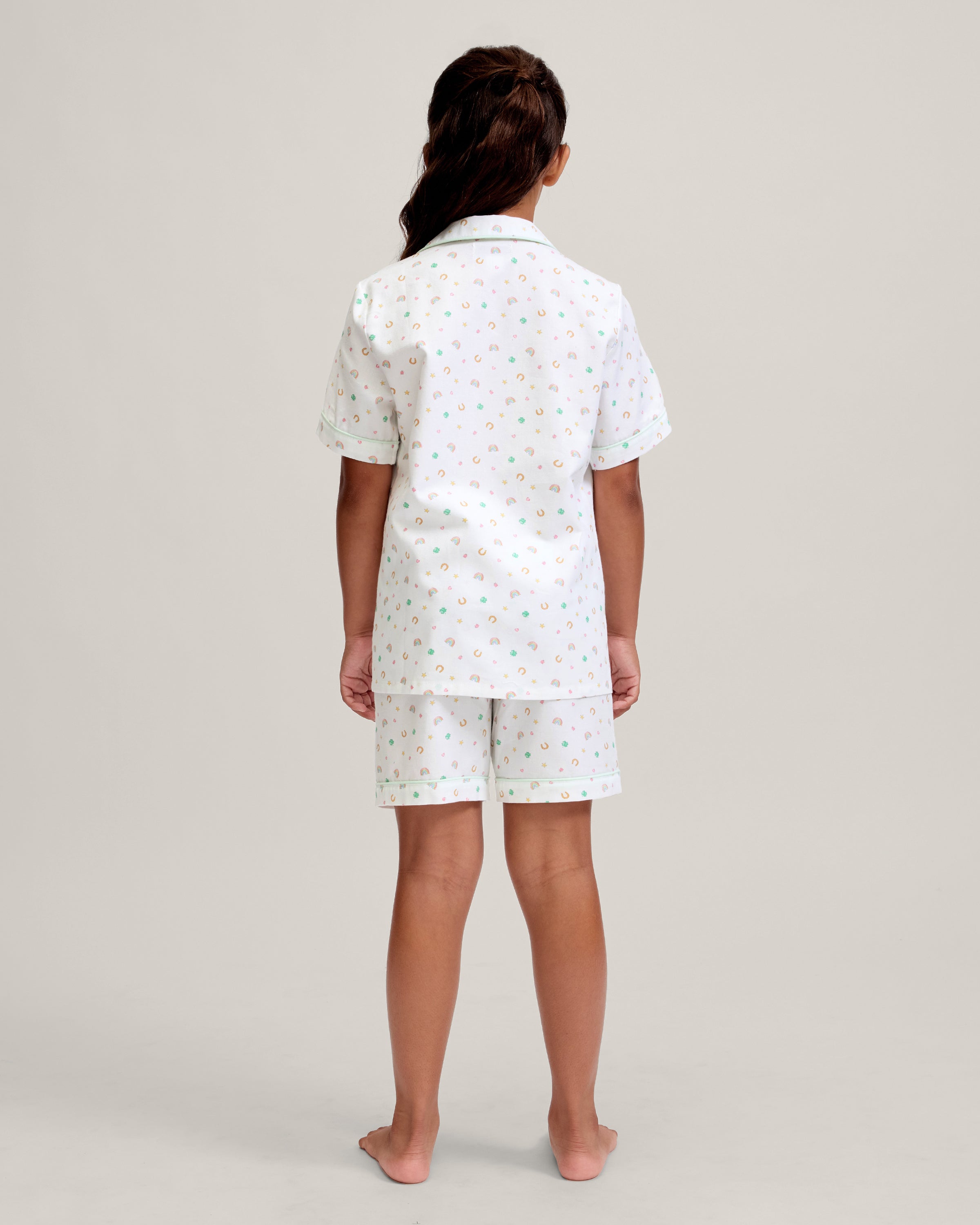 Kid's Twill Pajama Short Set in Good Luck Charms
