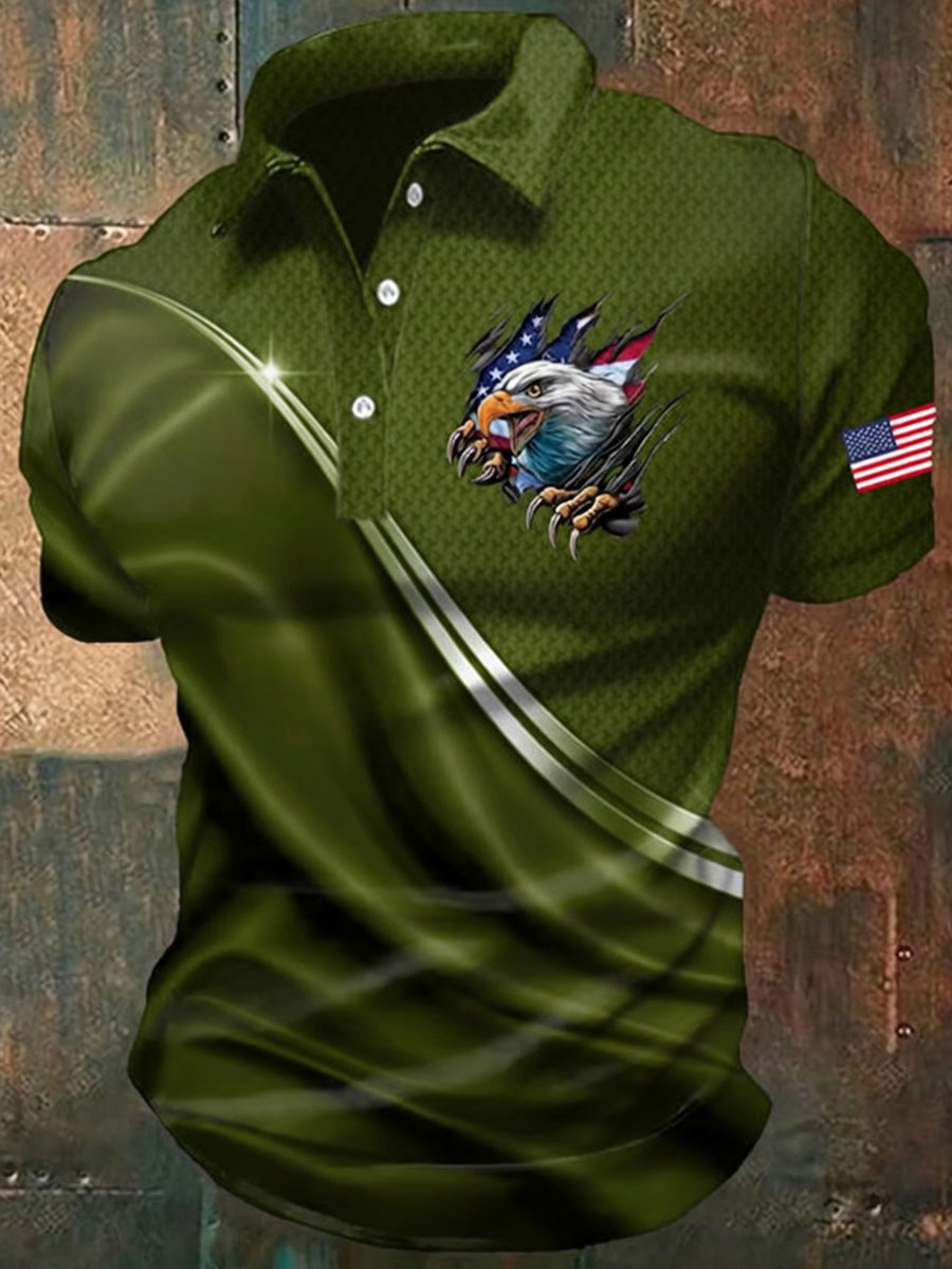 Men's America 250th Anniversary Print Casual Polo Shirt