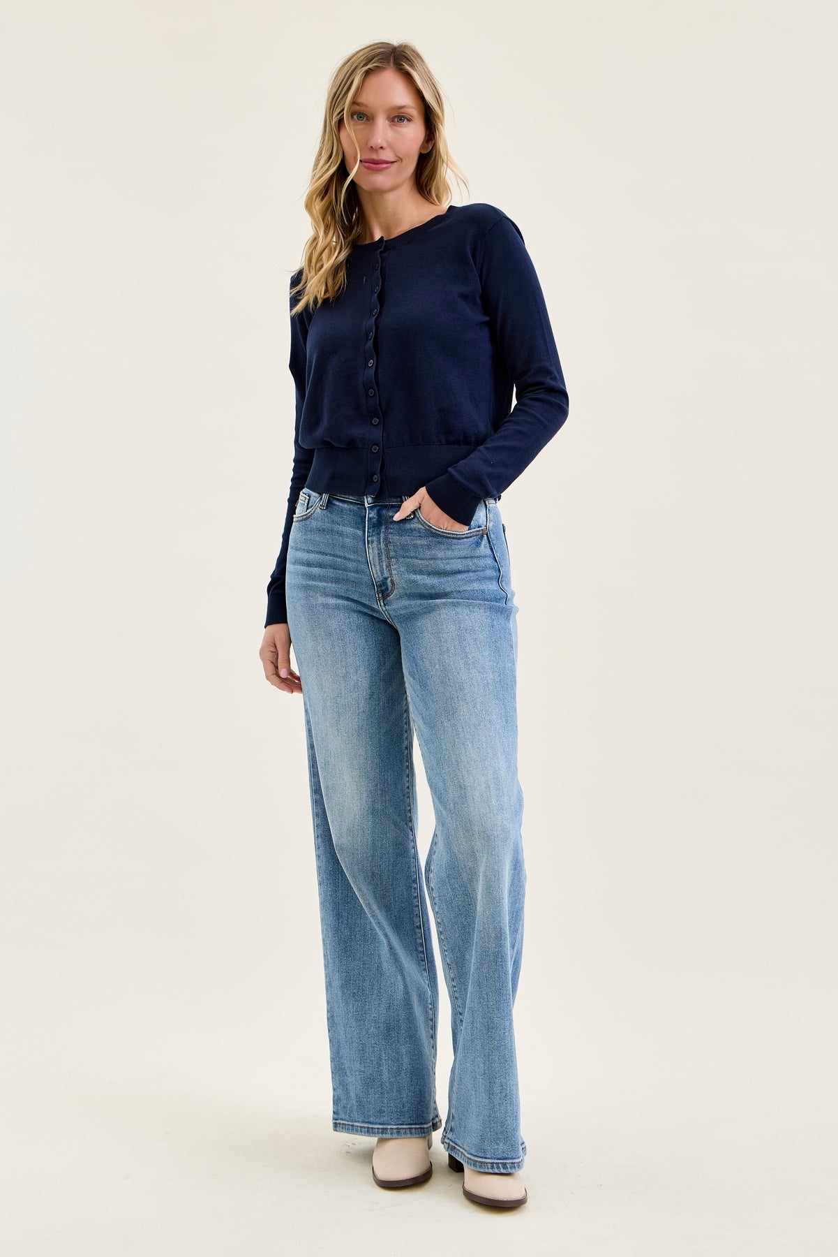 Lux Brushed Indigo Vintage Wide Leg