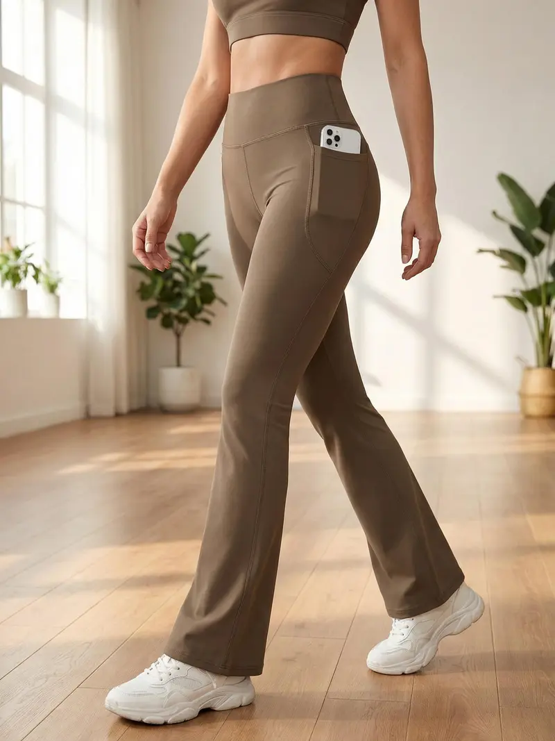 Women's High-Waisted Flared Pants (With Pockets)