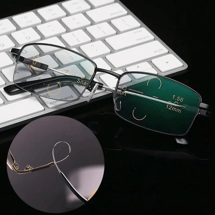Titanium Progressive Far and Near Dual-use Reading Glasses