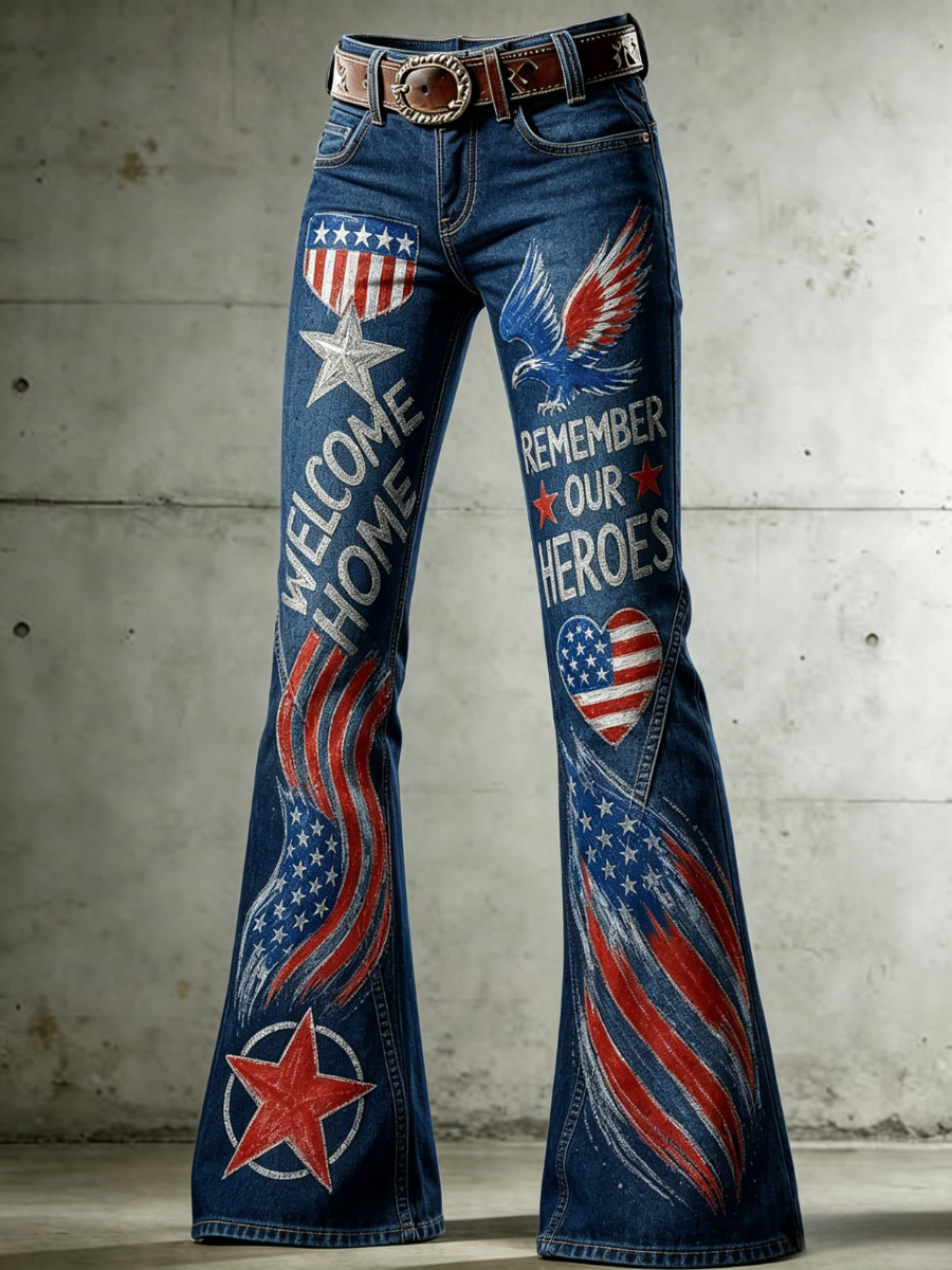 Women's 250th Anniversary Hot Diamond Printed Casual Jeans