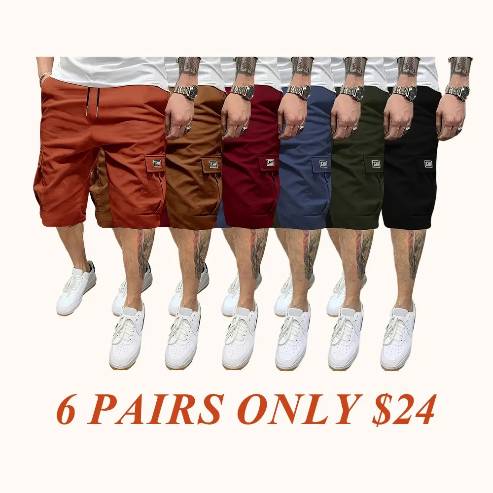 Men's Multi-Pocket Cargo Shorts Casual Streetwear Set