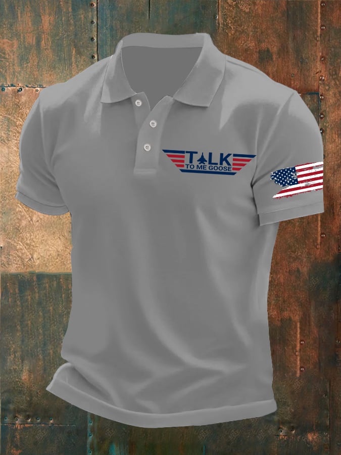 Men's Retro Talk To Me Goose Printed Polo Shirt