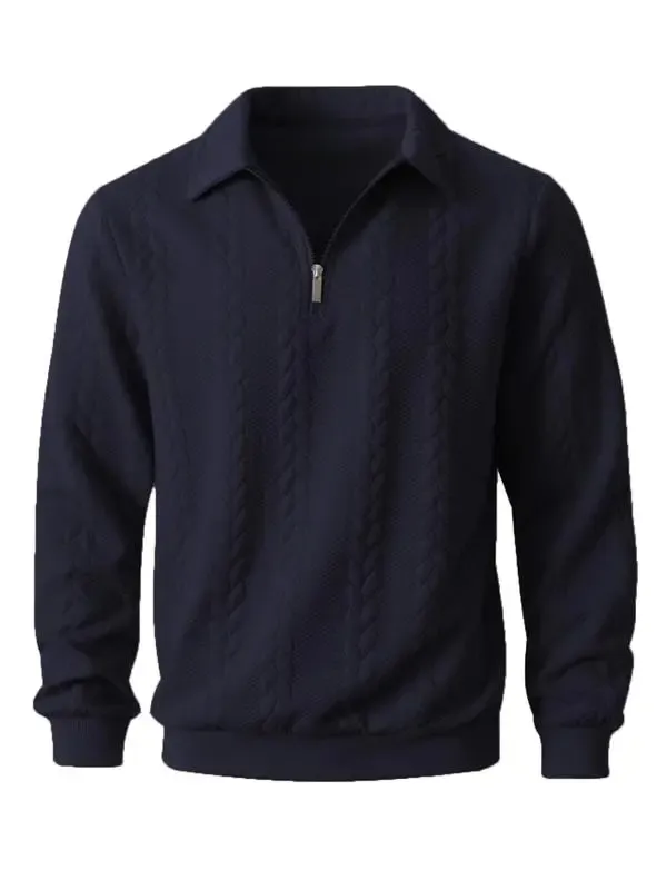 Final Hours!🔥 Up to 90% Off: Men's Premium Long Sleeve Knit Polo Sweatshirt - Essential Winter Style