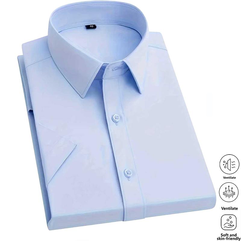 Men's Solid-Color Dress Shirts (5-Pack) — Crafted from skin-friendly, breathable, and wrinkle-resistant, non-iron fabric