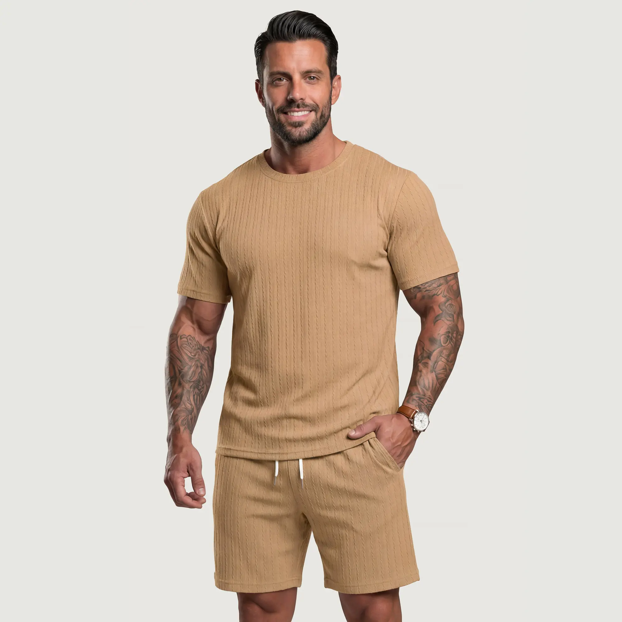 🌴 Men's Textured 2-Piece Summer Lounge Set