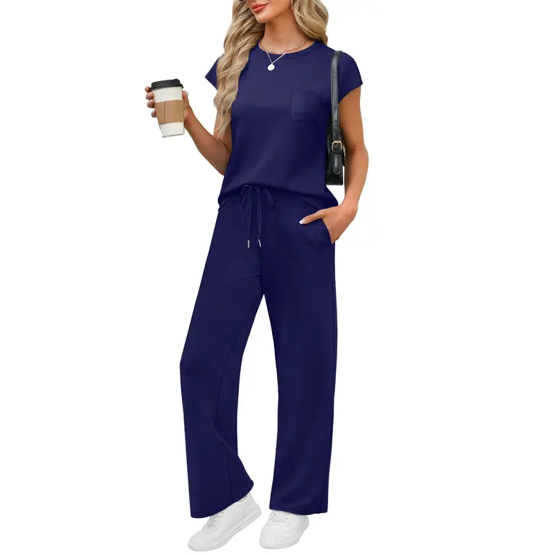 Women's Cap Sleeve Casual Lounge 2 Piece Set