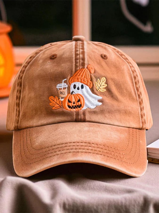Unisex Embroidered Ghost Print Hat