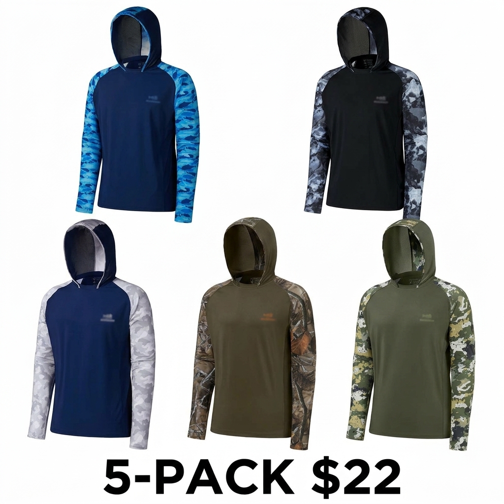 Men's UPF 50+ Long Sleeve Fishing Hoodie – Camo Cooling Shirt with Pockets & Thumbholes
