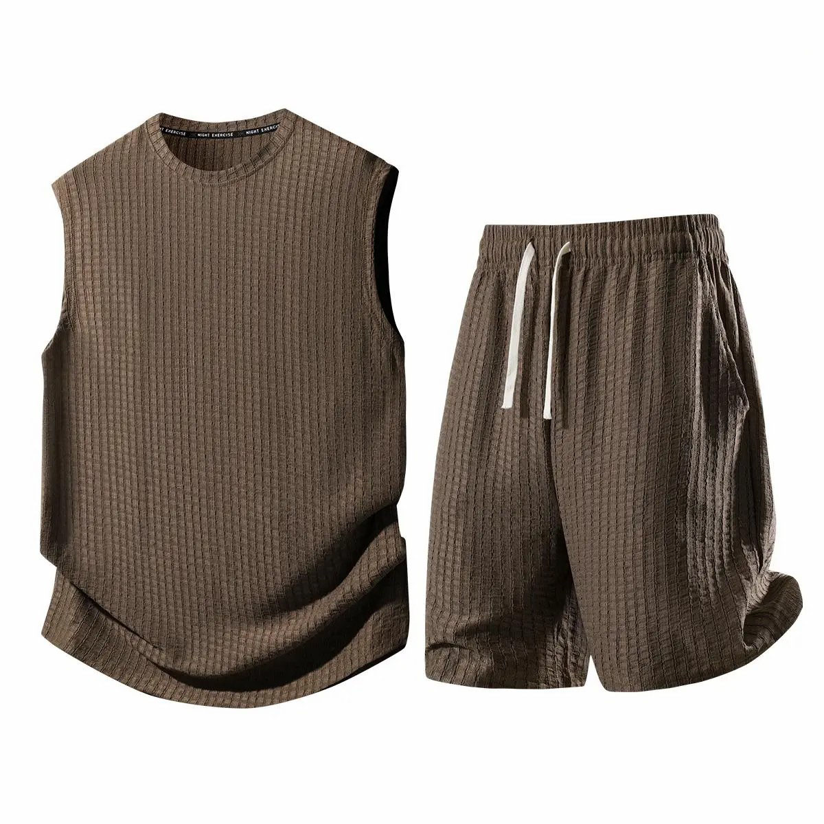 🔥6-Pack Men's Waffle Knit Tank & Shorts Set – Only $24