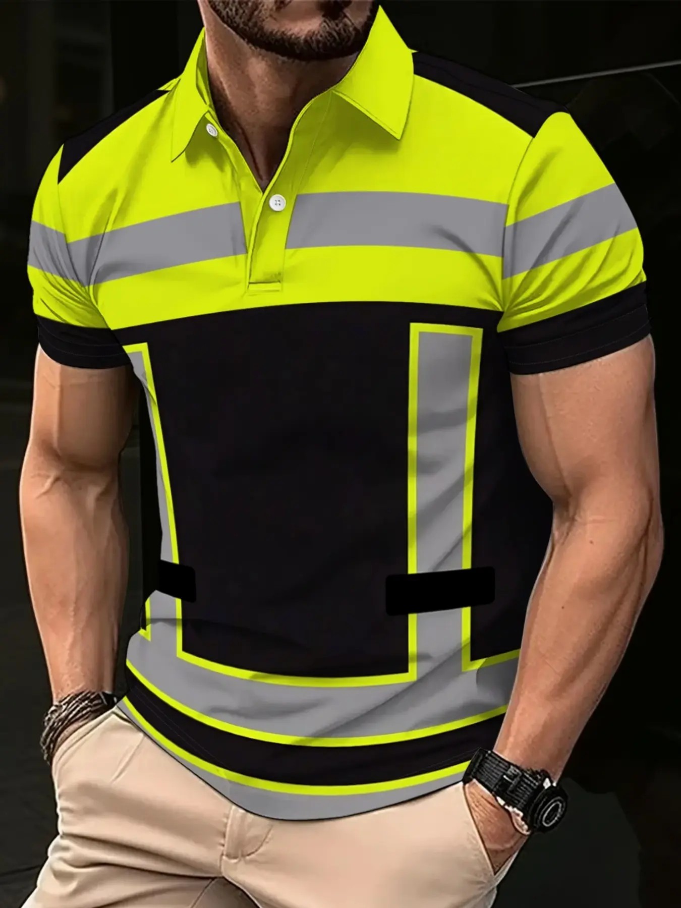 🎉Men's Reflective 3D Print Polo Shirt