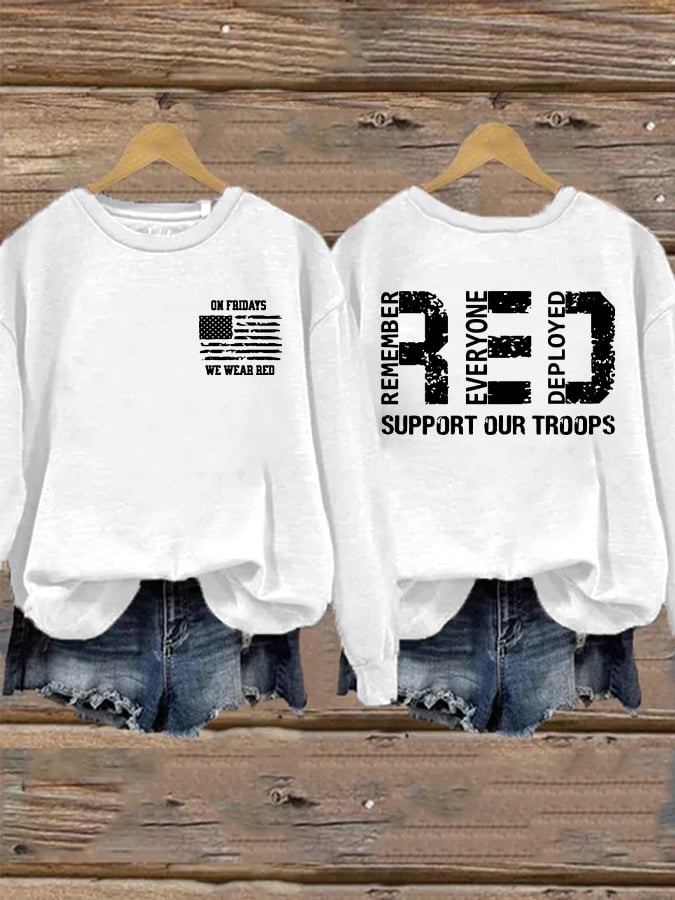 Women's Red Friday Print Casual Sweatshirt