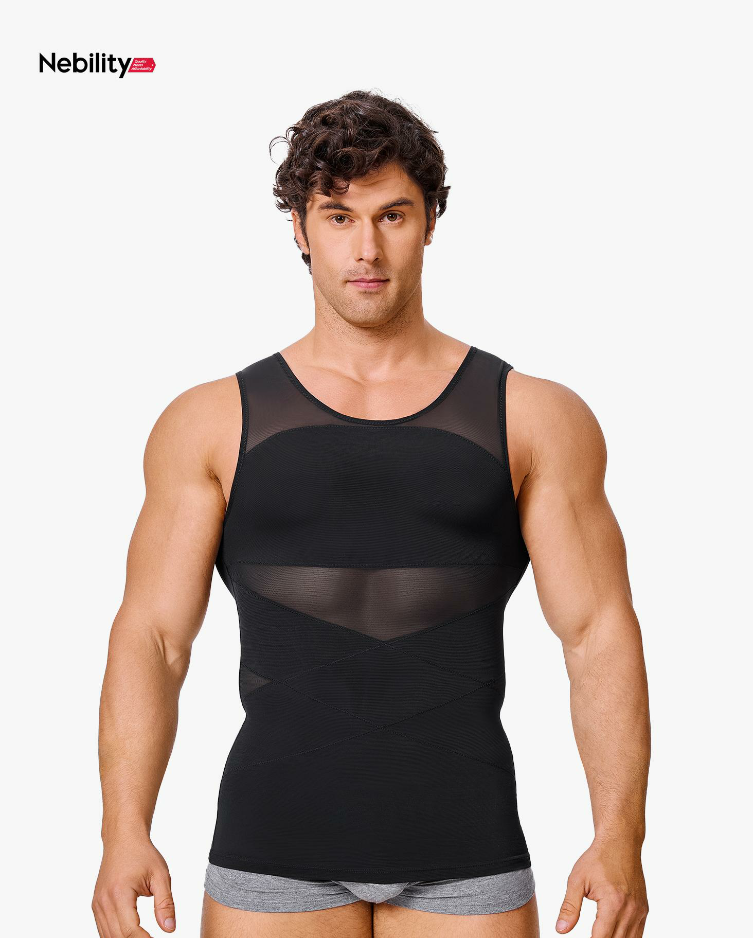 【2 pack】Men's Compression Shirt Shapewear Tanktop Menboobs And Tummy Control Fajas Undershirt