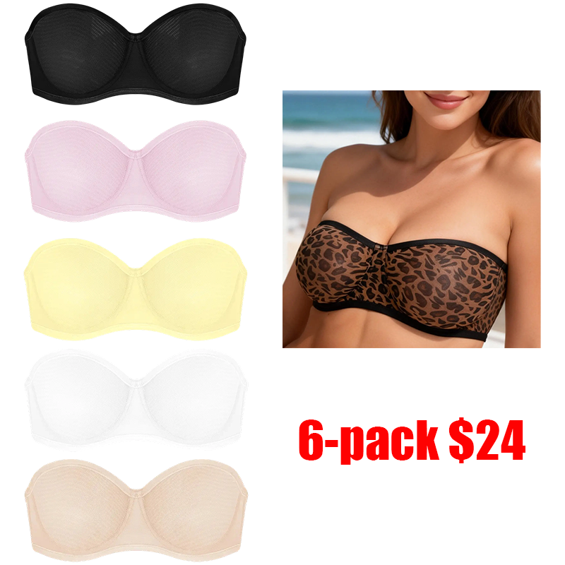 Women's 6-Pack Strapless Minimizer Bra – Convertible Bandeau Underwire Unlined for Large Bust