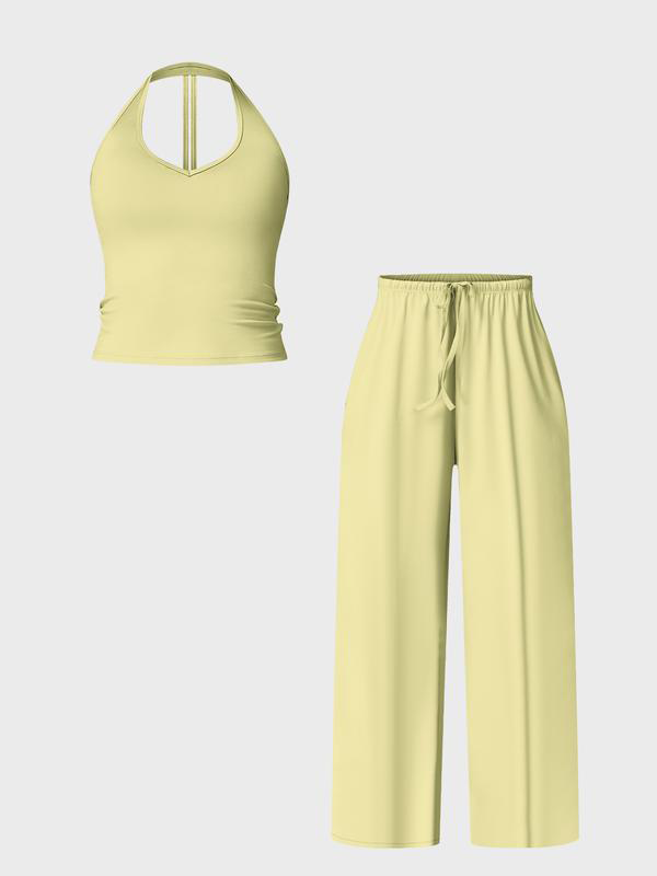Women's Halter Top & Wide Leg Pants Sports Set