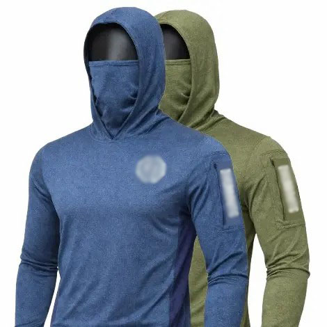 Men's UPF 50+ Sun Hoodie – Long Sleeve with Face Mask, Arm Pocket & Thumbholes, Lightweight Breathable Activewear