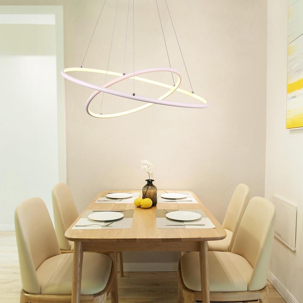 2 Ring Aluminum Minimalist Style Semi Flush Mount Chandelier LED Ceiling Light