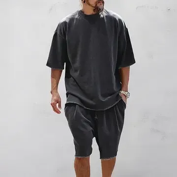 Casual Loose-Fit Solid-Color Tracksuit