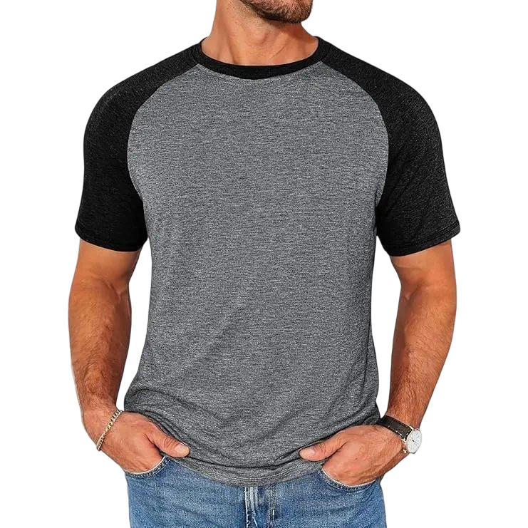 Mens Casual Slim Fit T Shirts Raglan Short Sleeve Crewneck Baseball Tees Color Block Workout Fashion Shirt