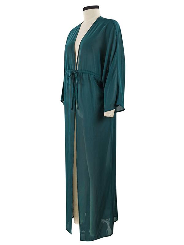 Chiffon Tunicshang Solid Color Long Sleeve Cover-Ups Tops