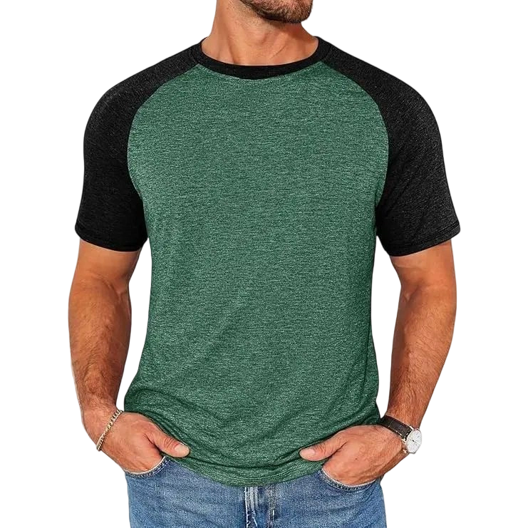 Mens Casual Slim Fit T Shirts Raglan Short Sleeve Crewneck Baseball Tees Color Block Workout Fashion Shirt