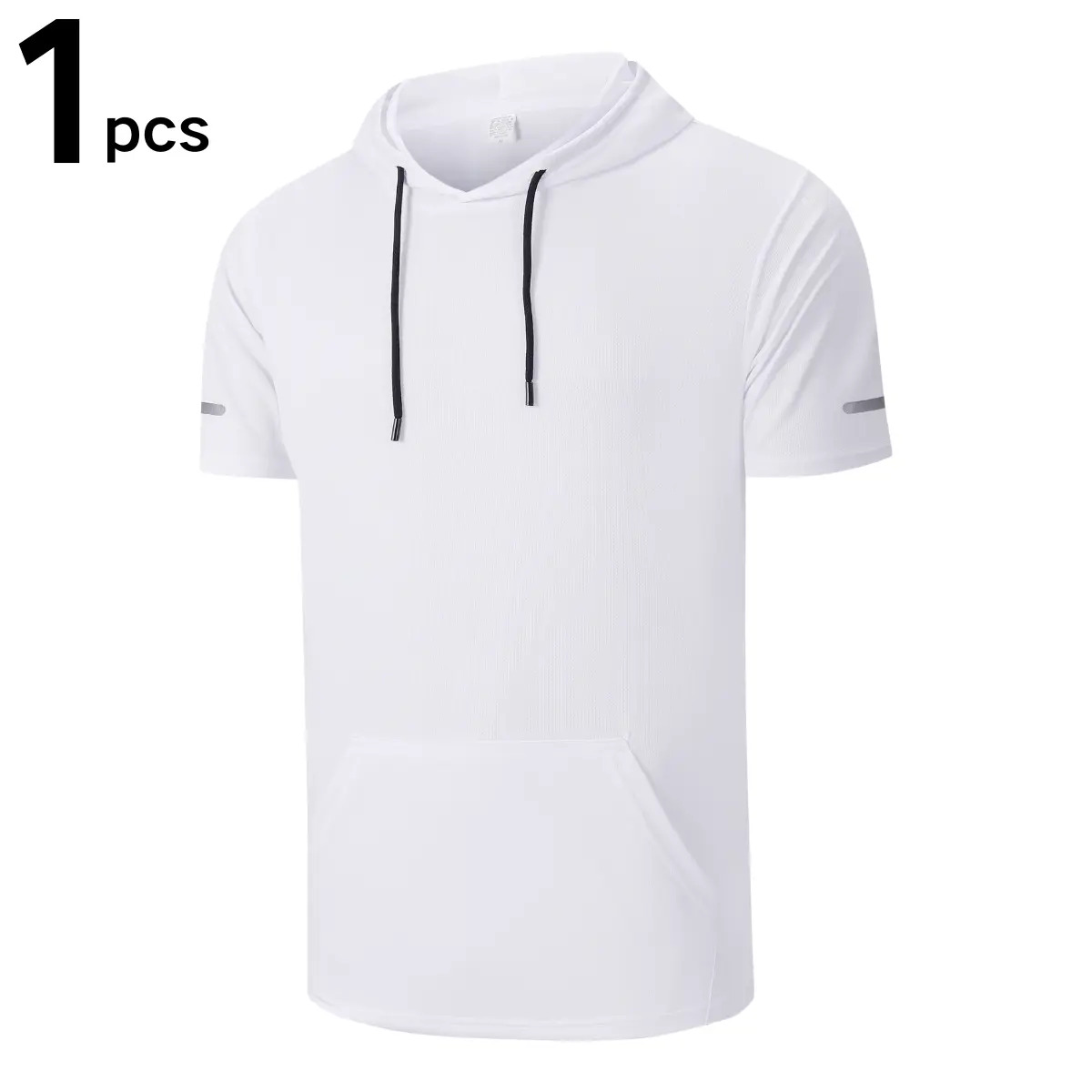 Men's Solid-Color Short-Sleeve Athletic Hoodie