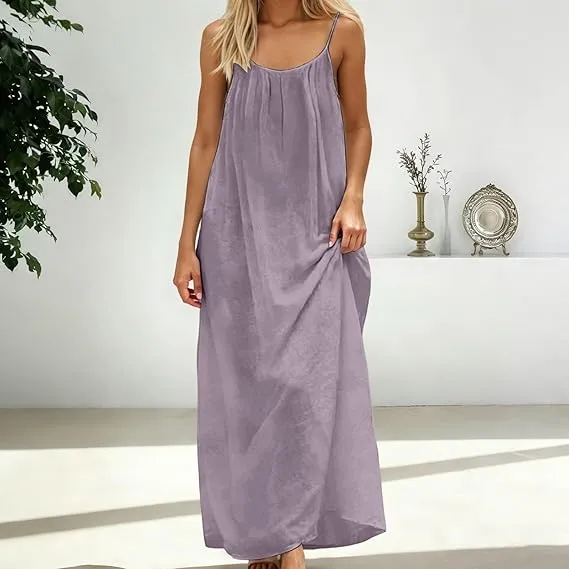 Women's Solid Color Backless Cami Dress