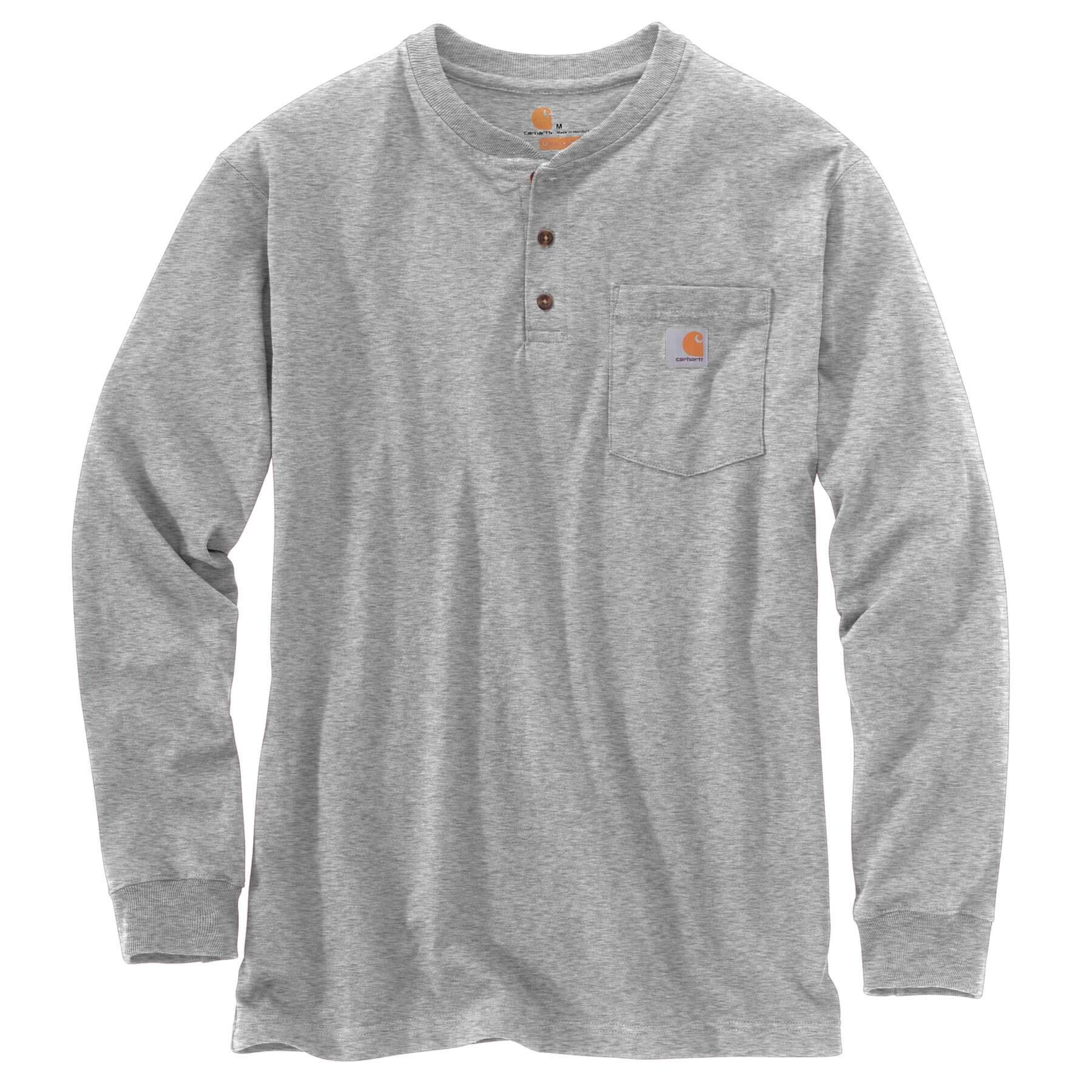 CHT Loose Fit Heavyweight Long-Sleeve Pocket Henley T-Shirt K128