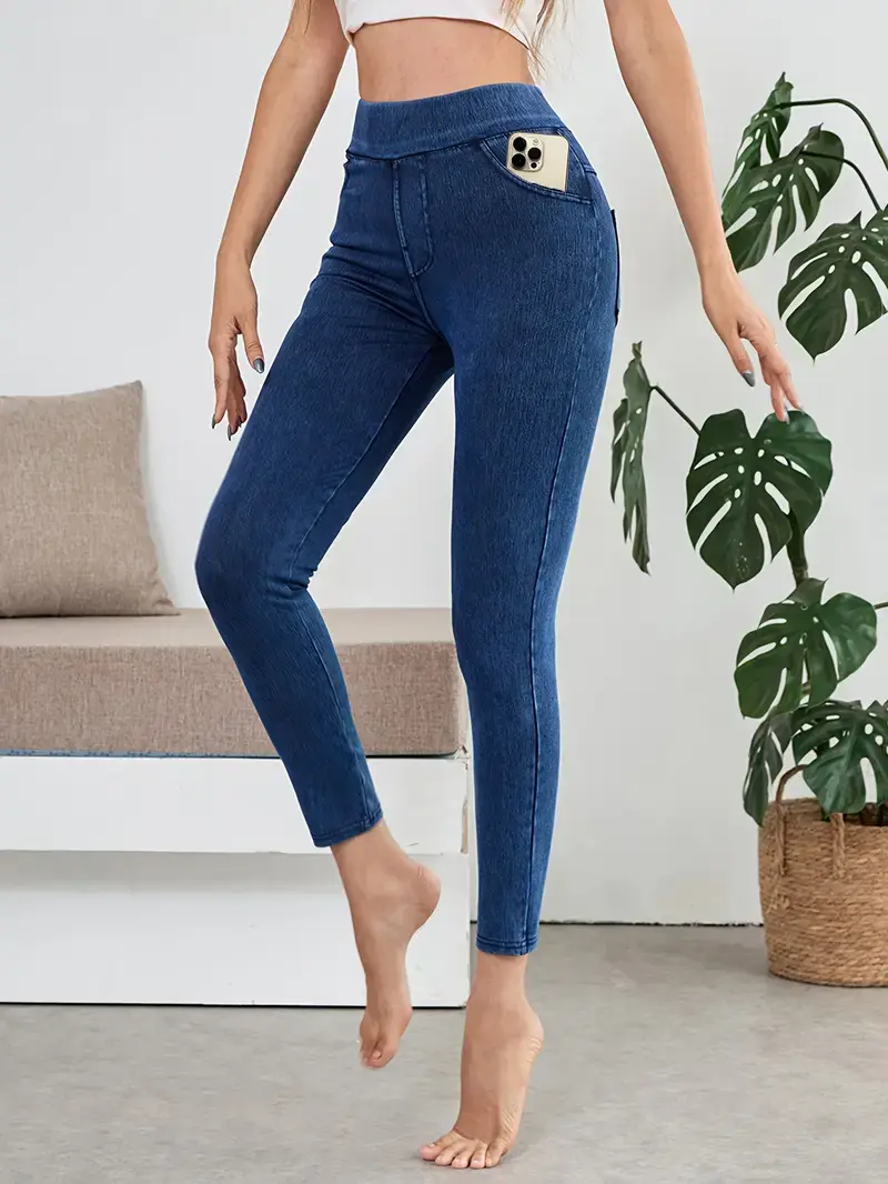 Women's High-Waisted Soft Stretch Cropped Pants with Pockets