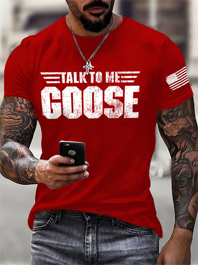 Men's Retro Talk To Me Goose Print T-Shirt
