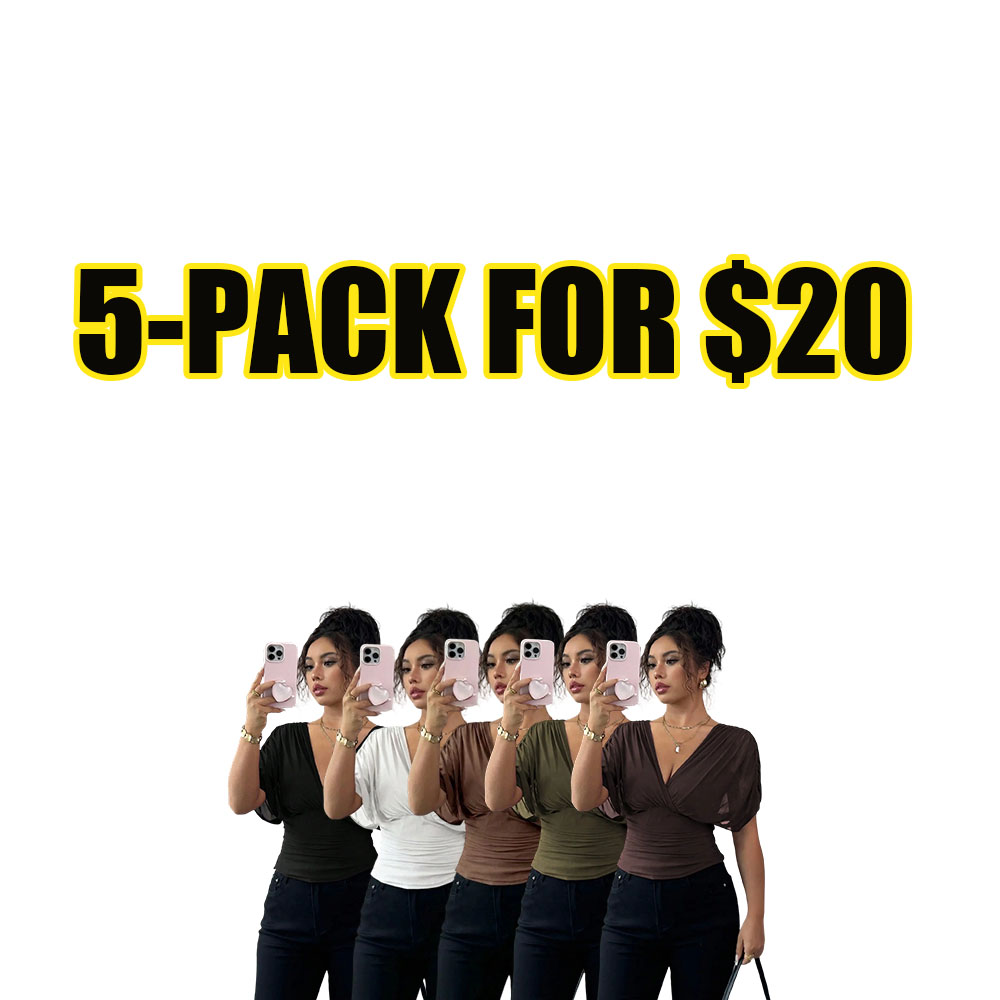 Ruched V-Neck Slim Fit Blouse
