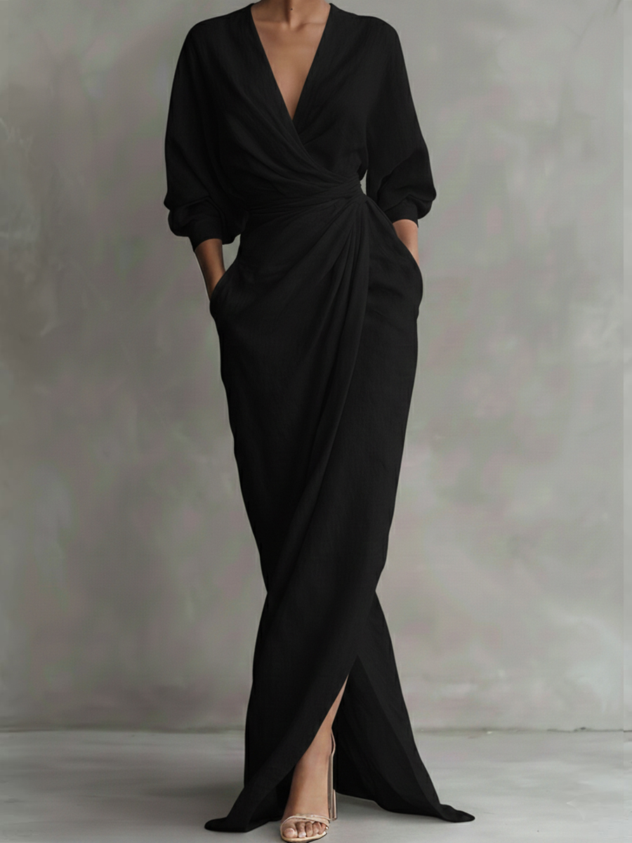 Women's Linen And Cotton Extra-long Dress