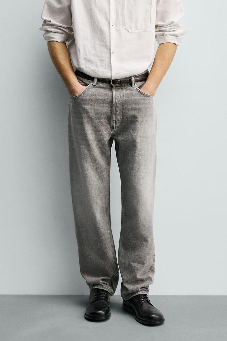 Classic Vintage-Washed Straight Fit Denim Jeans
