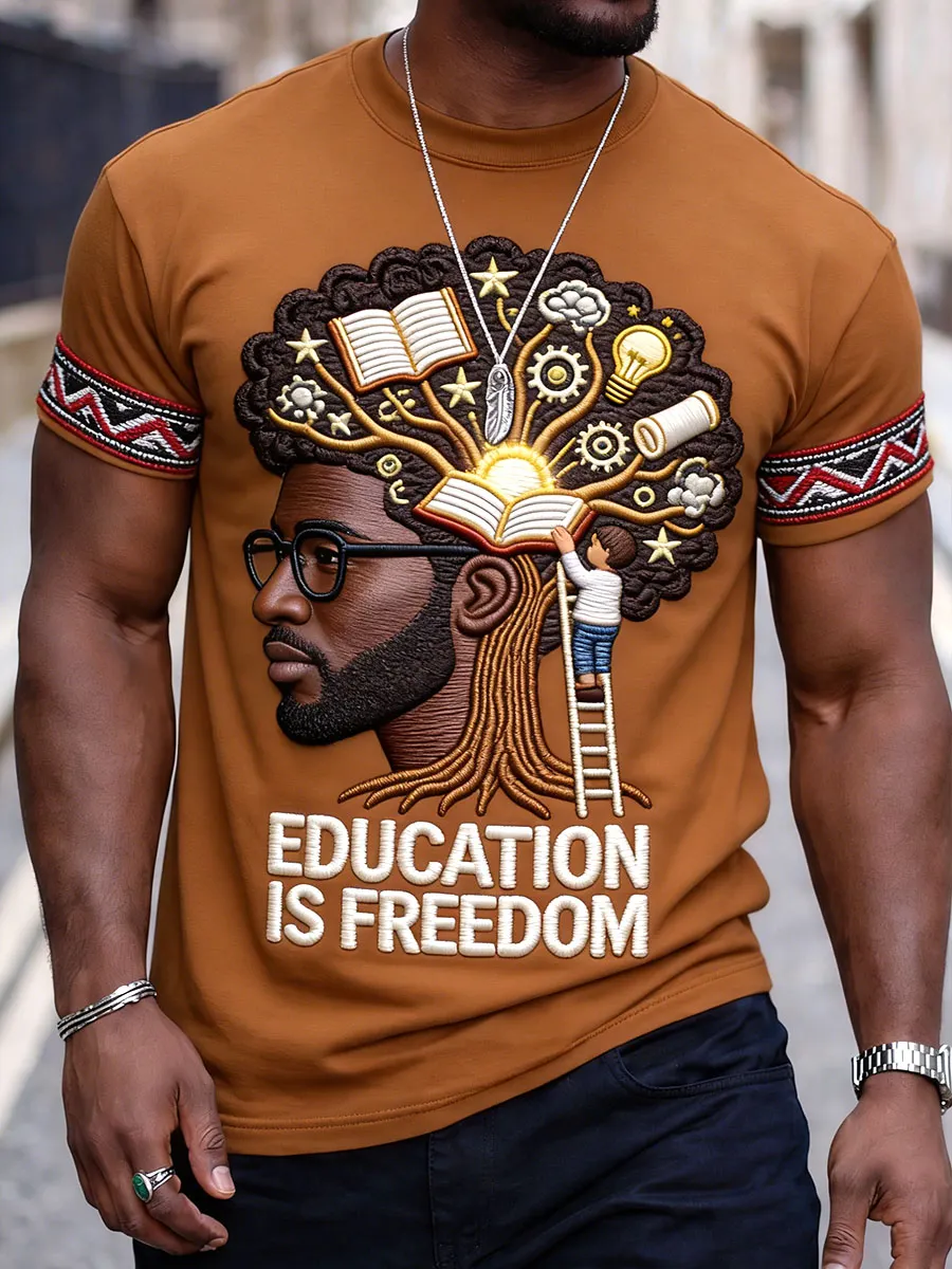 Black History Month Printed Casual Short-Sleeved T-Shirt