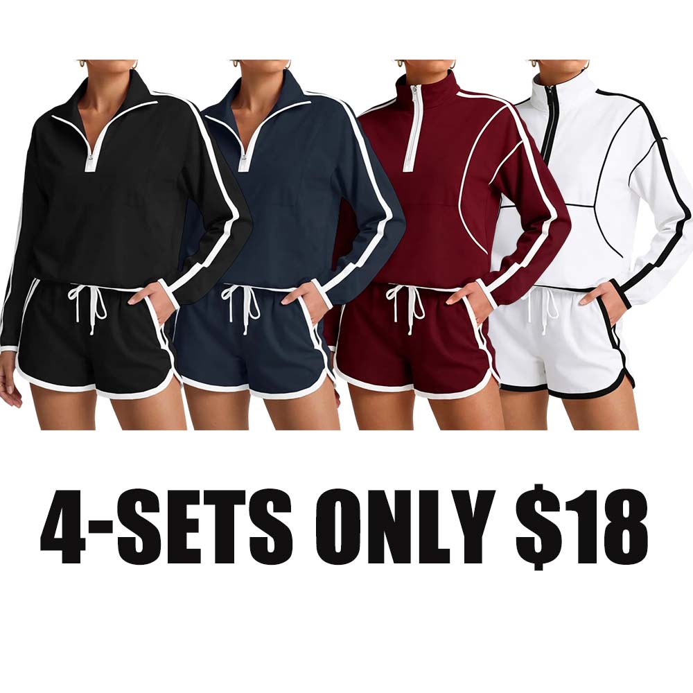 Long Sleeve Pullover & Shorts Casual Outfit