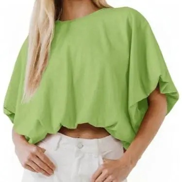 Women's Slouchy Dolman Sleeve Crop Top – Soft & Flowy Casual Summer Tee