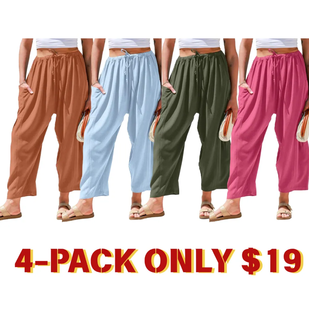 Womens Linen Wide Leg Pants