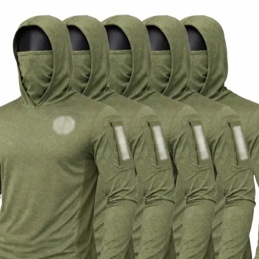 Men's UPF 50+ Sun Hoodie – Long Sleeve with Face Mask, Arm Pocket & Thumbholes, Lightweight Breathable Activewear