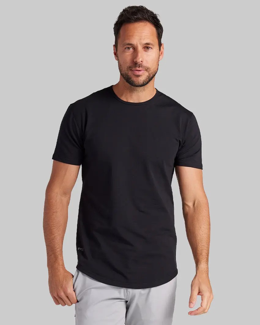 Men’s Drop-Cut Fitted Crewneck Tee – 4-Way Stretch, Wrinkle-Resistant, Streetwear Essential