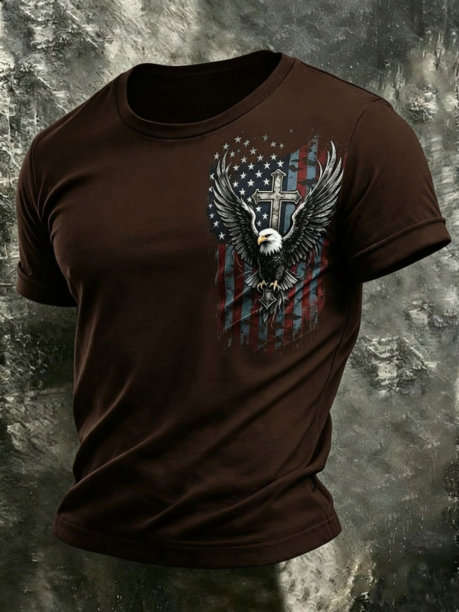 Men'S Retro America 250 National Flag Print Casual T Shirt