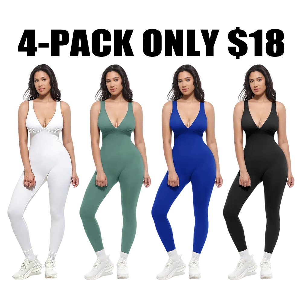 Deep V Shapewear with Chest Support Breathable High-Waisted Tummy Control Jumpsuit