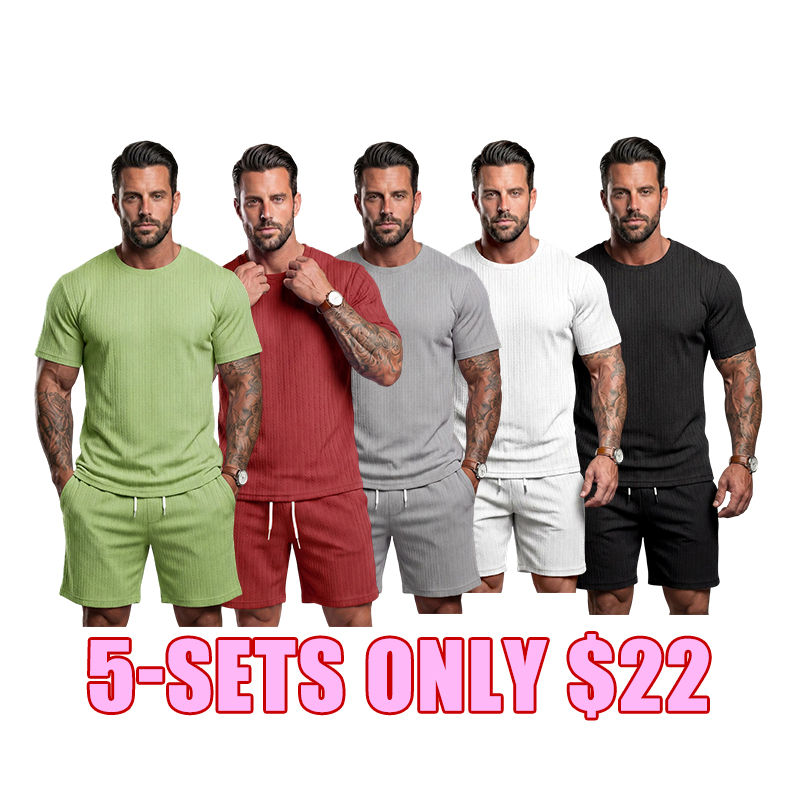 🌴 Men's Textured 2-Piece Summer Lounge Set