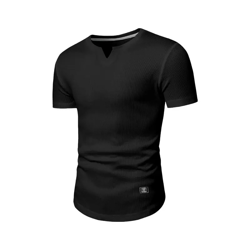 Men's Solid-Color Slim-Fit Long V-Neck T-Shirt