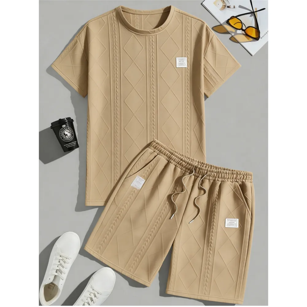 Men's Casual Sports Suit 2-Piece texture Set