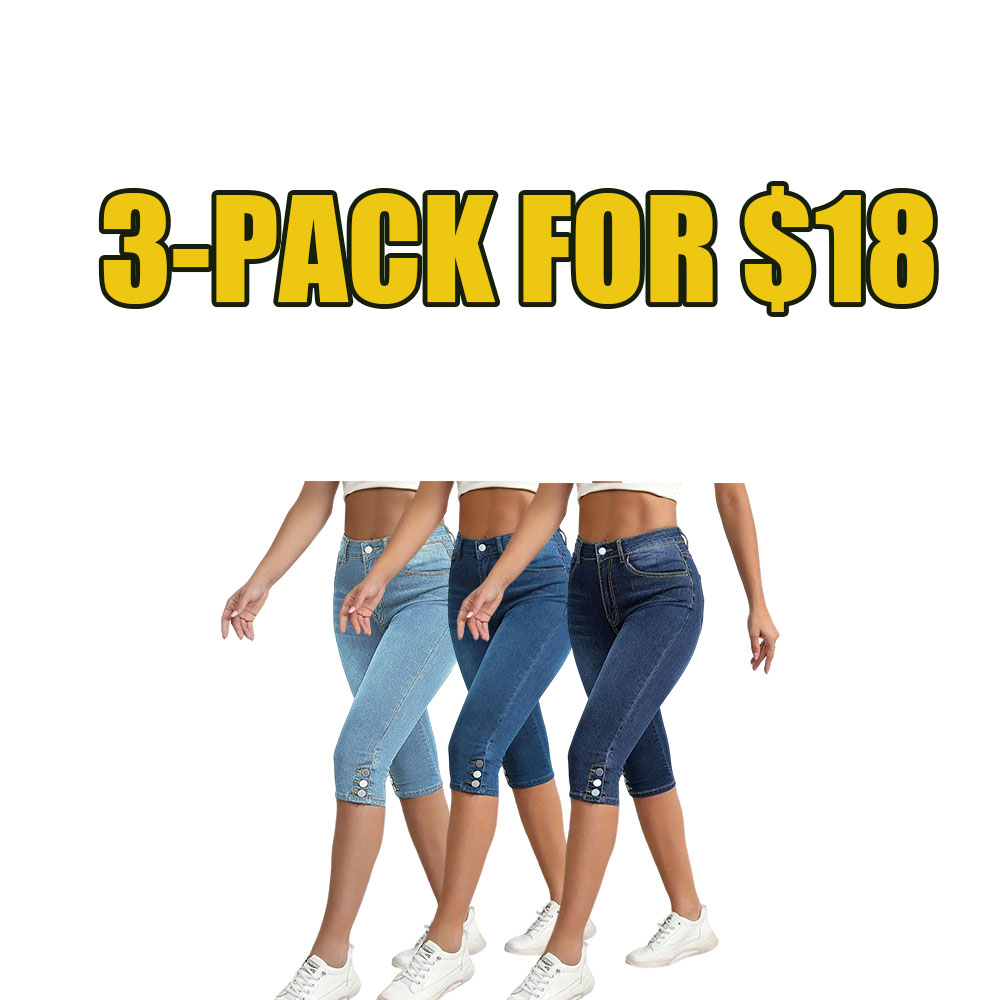 High-Waisted Denim Capri Jeans for Women