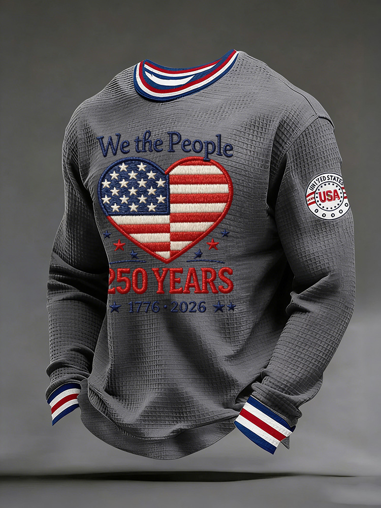 Unisex 250Th Anniversary Celebration Waffle Round Neck Long Sleeve T-Shirt