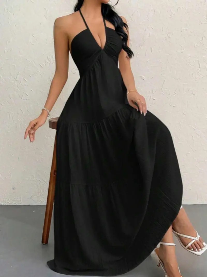 Women's Plain Sleeveless A-Line Dress – Casual Summer Mini