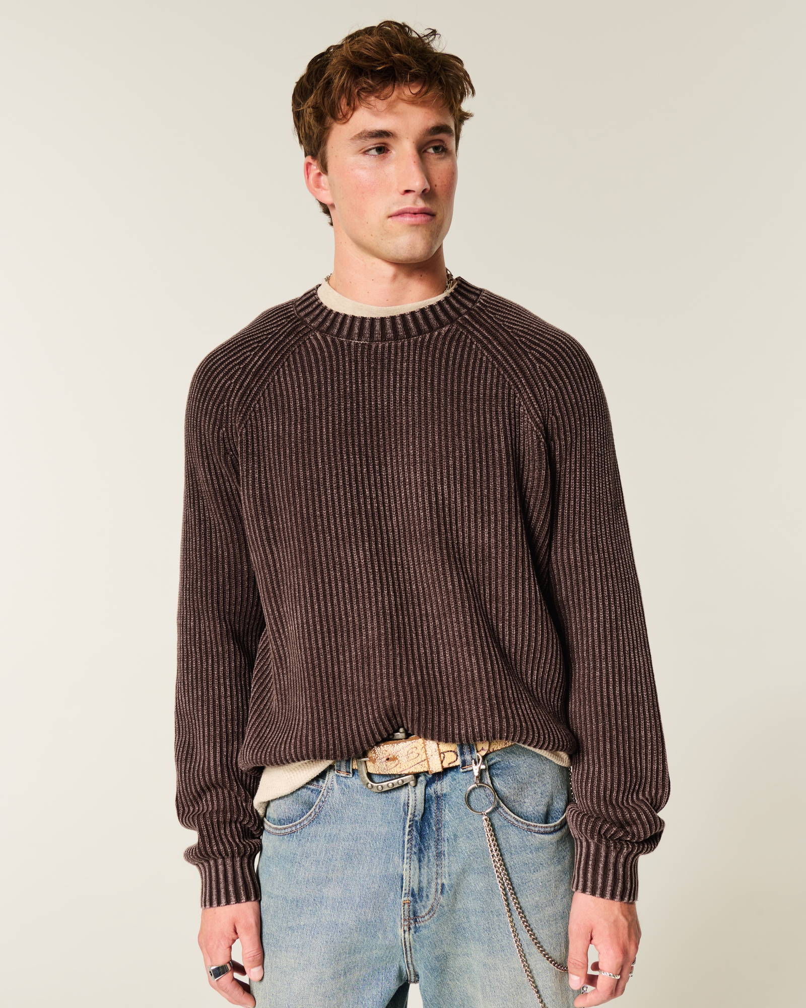 Boxy Washed Crew Sweater